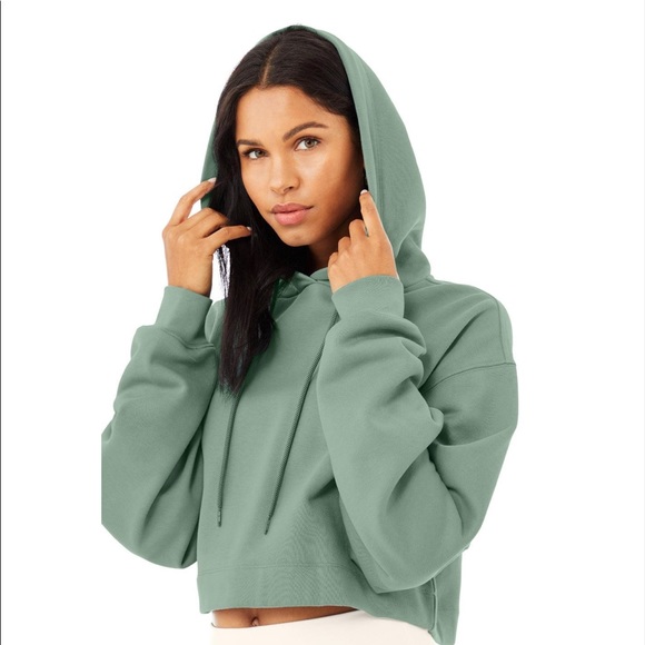 ALO Yoga, Tops, Alo Bae Cropped Hoodie In Soft Sea Grass